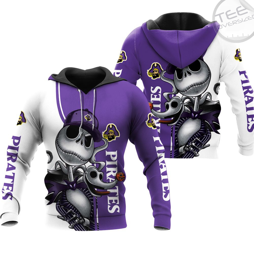 Jack Skellington And Zero East Carolina Pirates Ncaa 3D Hoodie - Exclusive Design