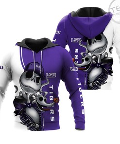 Jack Skellington And Zero Printed Lsu Tigers 3D Hoodie