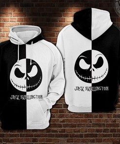 Jack Skellington Black And White All Over Print 3D Hoodie