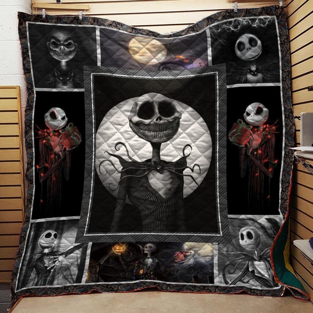 Jack Skellington Blanket 3D Printed Quilt Blanket - Soft Warm Bedding Throw for Kids and Adults