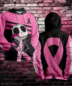 Jack Skellington Breast Cancer 3D Graphic Hoodie