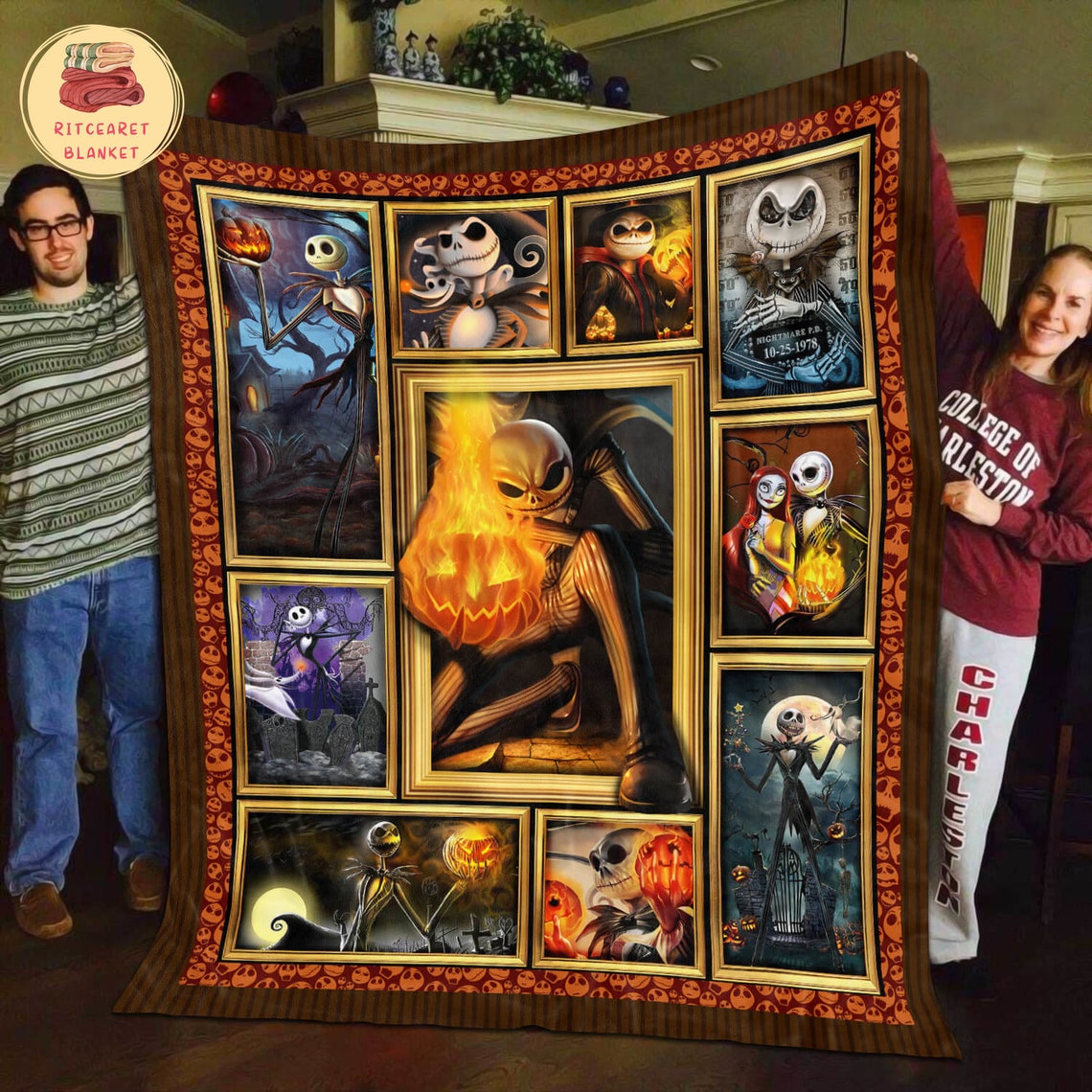 Jack Skellington Christmas Nightmare Blanket - Soft Warm Fleece Bedding Throw