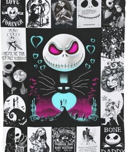 Jack Skellington Flannel Throw Blanket - Ultra Soft Warm Plush Bedding for Couch and Bed