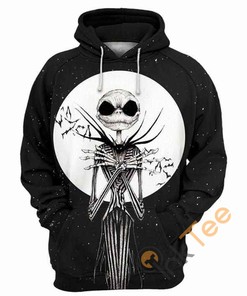 Jack Skellington Halloween Bat Moon Mens 3D Hoodie