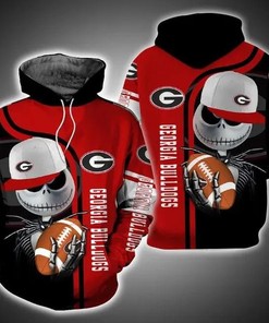 Jack Skellington Hold Ball Georgia Bulldogs 3D Hoodie - Perfect Ncaa Gift