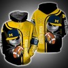 Jack Skellington Hold Ball Michigan Wolverines Mens 3D All Over Print Zip Up Hoodie Gifts For Ncaa Fans