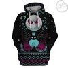 Jack Skellington Night Of Love Christmas Pattern Black 3D Hoodie For Men