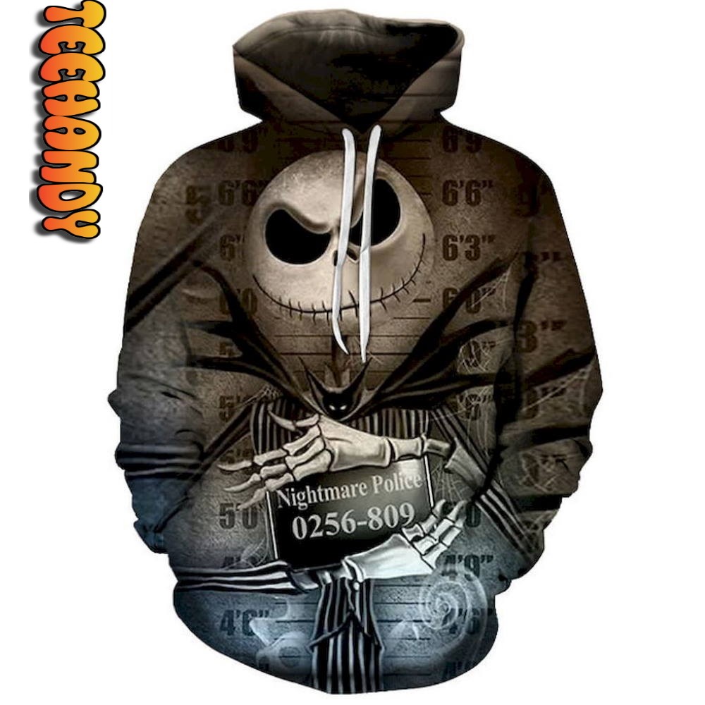 Jack Skellington Nightmare Police Halloween Custom 3D Hoodie