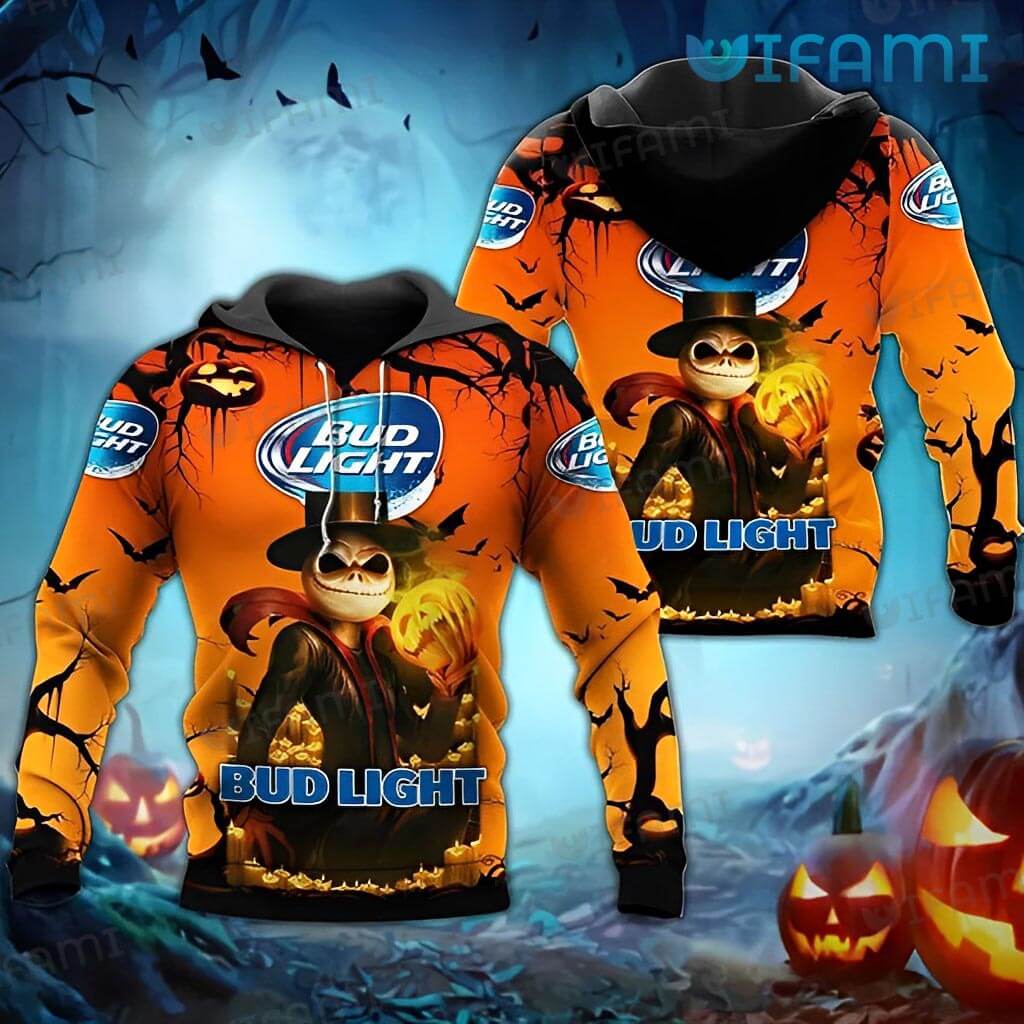 Jack Skellington Pumpkin Bud Light 3D Hoodie - Gifts For Father Day