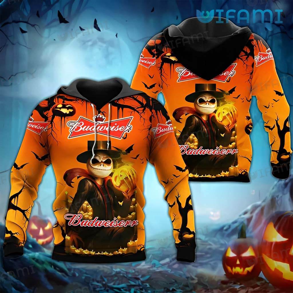 Jack Skellington Pumpkin Budweiser 3D Hoodie - Gifts For Father Day