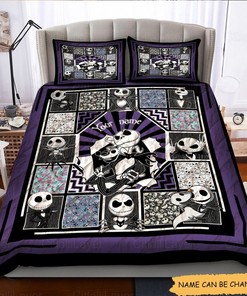 Jack Skellington Quilt Bed Set - Custom Name Nightmare Before Christmas Bedding