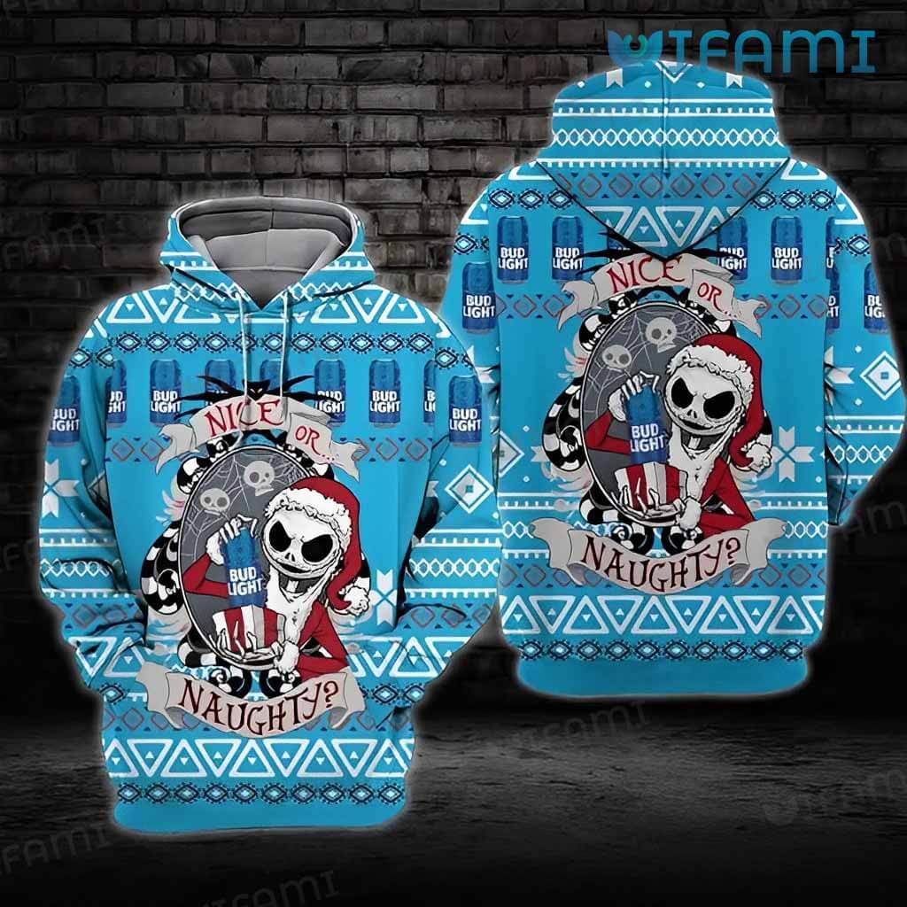 Jack Skellington Santa Bud Light 3D Hoodie - Full Size 3D Print Hoodies