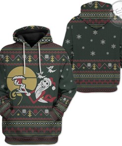 Jack Skellington Santa Claus Chritmas Pattern Black All Over Print Hoodie