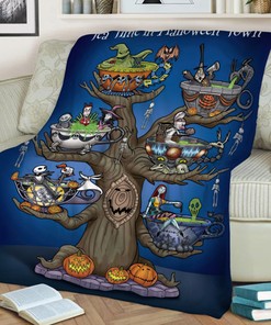 Jack Skellington Tea Time Blanket - Halloween Town Fleece Bedding Throw