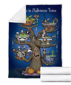 Jack Skellington Tea Time Blanket - Halloween Town Fleece Bedding Throw