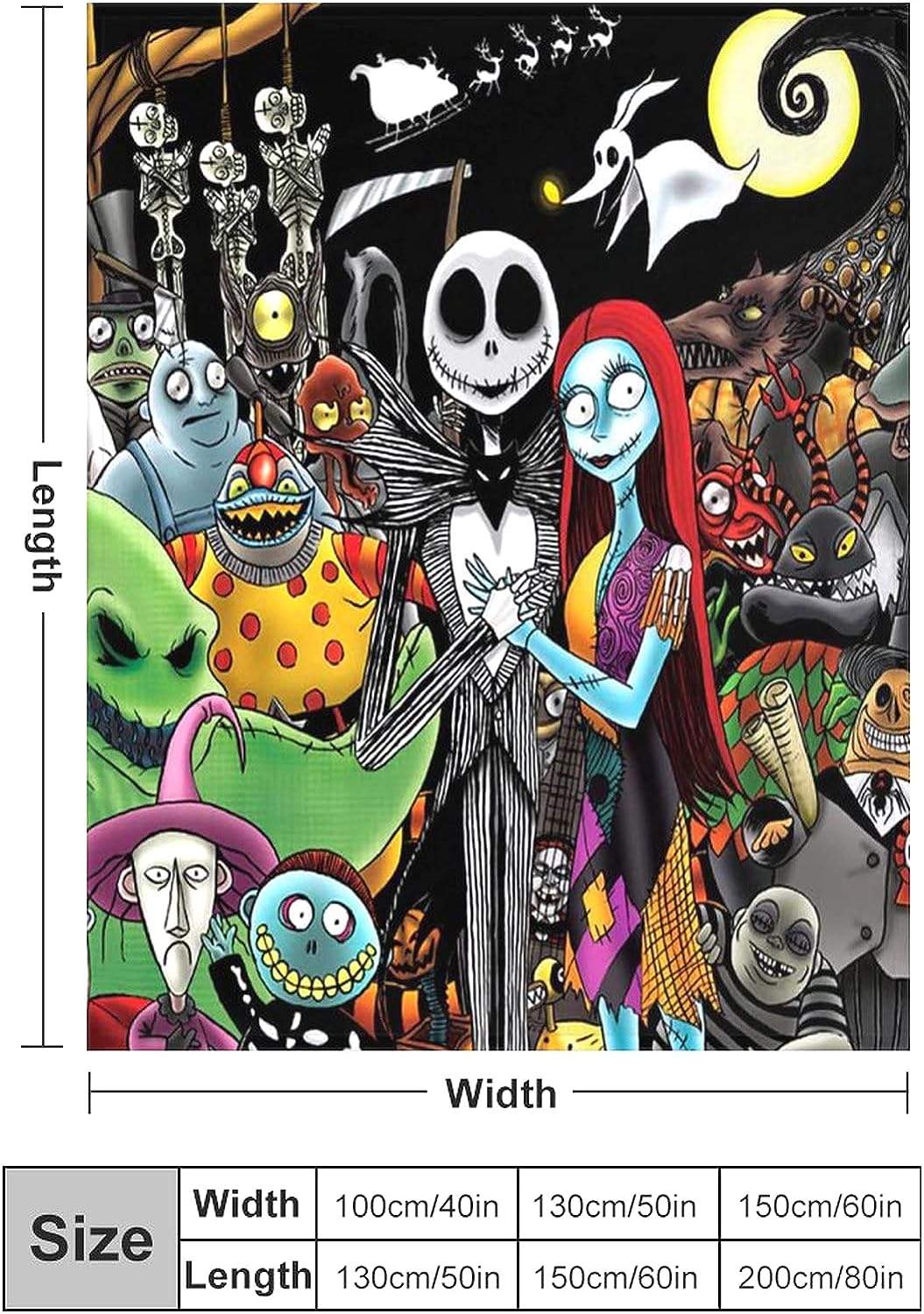 Jack Skellington Throw Blanket - Flannel Fleece Bedding for Kids and Adults