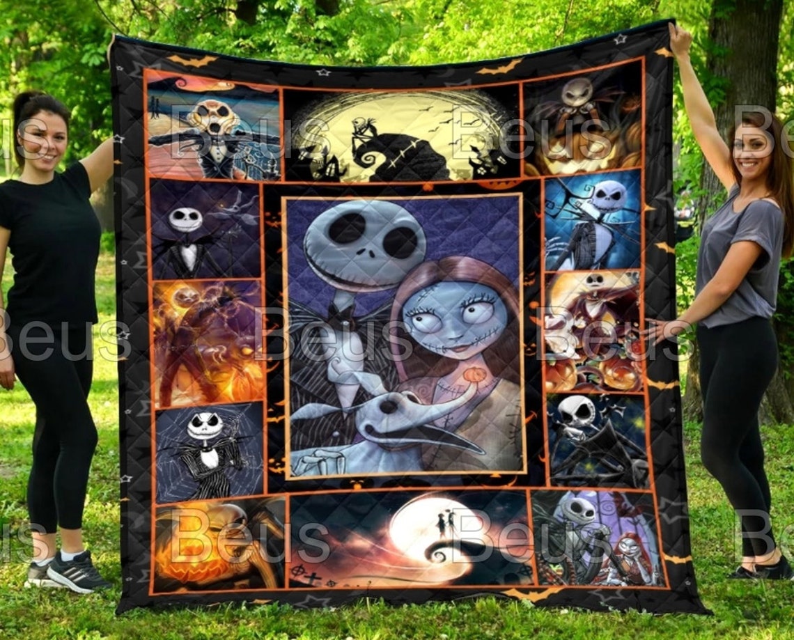 Jack Skellington and Sally Halloween Quilt - Nightmare Before Christmas Home Decor