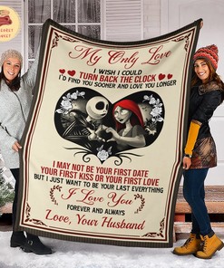Jack and Sally Fleece Blanket - Personalized My Only Love Quilt Bedding Throw