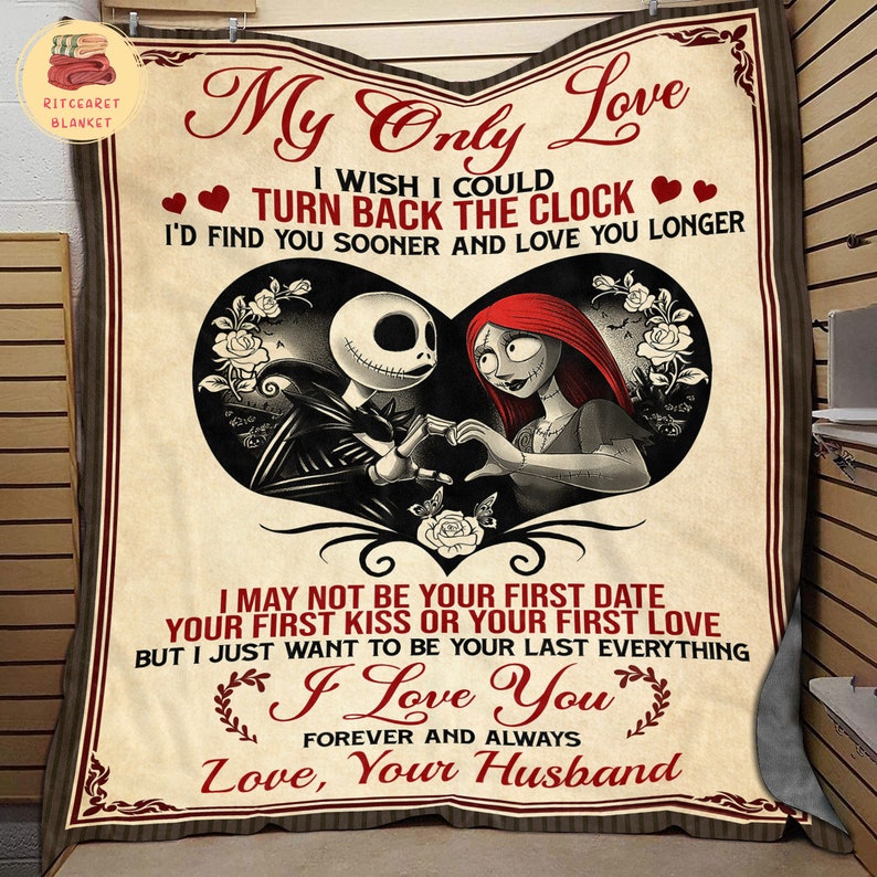 Jack and Sally Fleece Blanket - Personalized My Only Love Quilt Bedding Throw
