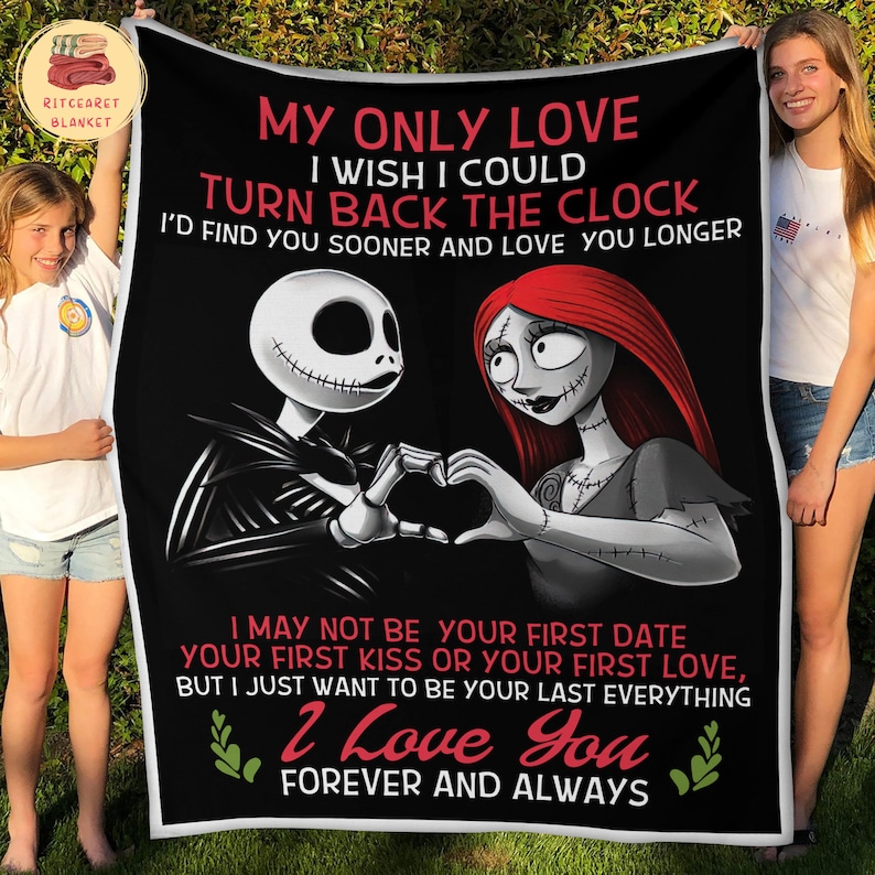 Jack and Sally My Only Love Blanket - Nightmare Before Christmas Couple Quilt