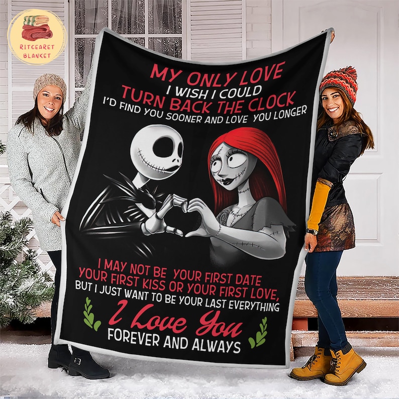Jack and Sally My Only Love Blanket - Nightmare Before Christmas Couple Quilt