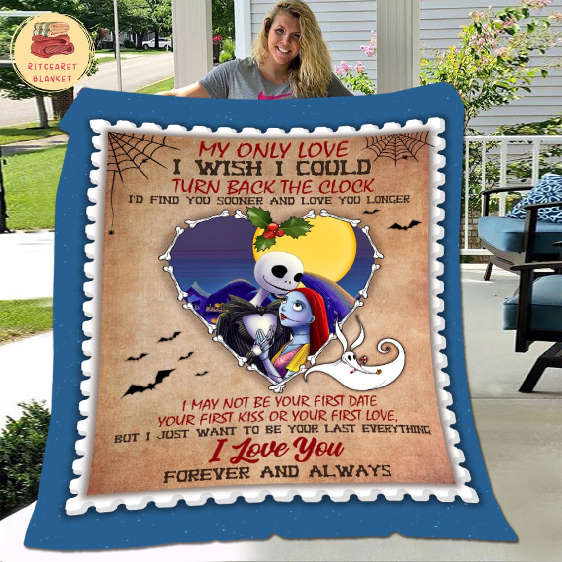 Jack and Sally My Only Love Blanket - Nightmare Before Christmas Fleece Bedding