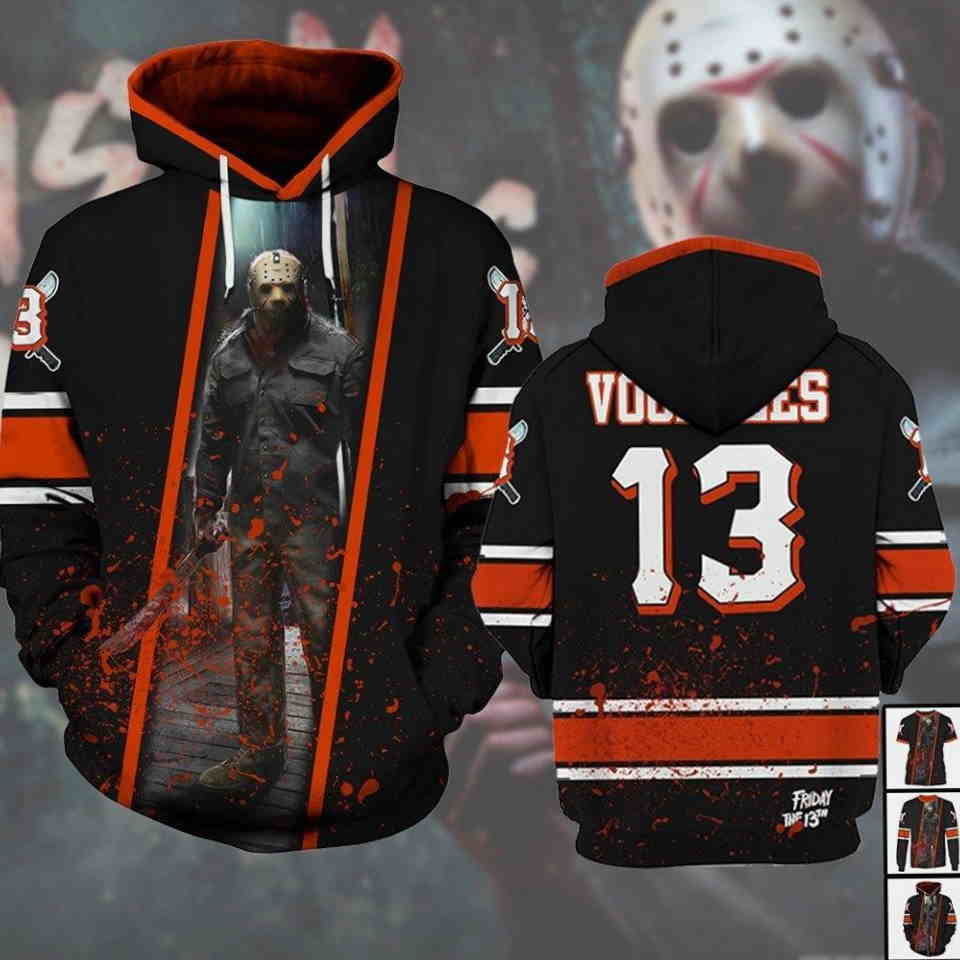 Jason Voorhees Friday The 13Th Halloween Horror Art Custom All Over Print 3D Zipper Hoodie