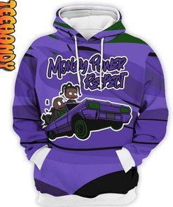 Jordan 13 Retro Court Purple Money Power Respect Custom 3D Hoodie