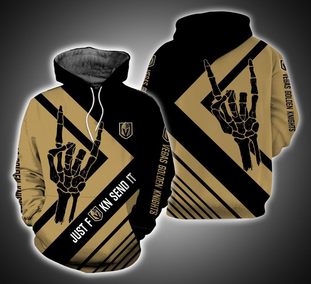 Just Send It Vegas Golden Knights All Over Print 3D Zip Hoodie, Nhl Custom Hoodie