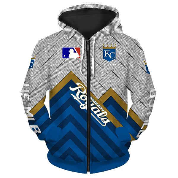 Kansas City Royals Baseball Zip Hoodie 3D - Great For Baseball Fans