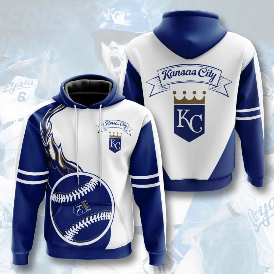 Kansas City Royals Flame Balls Graphic Hoodie 3D Zip Hoodie - Perfect For Trendy Fans
