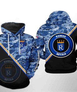 Kansas City Royals Mlb Camo Team 3D Zipper Hoodie - Show Your Support For Your Team