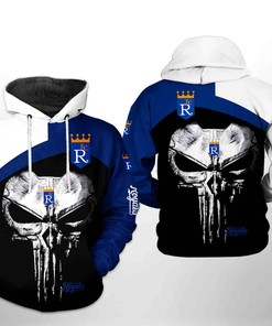Kansas City Royals Mlb Skull Punisher 3D Zipper Hoodie - Edgy Look For Rebels