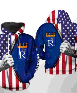 Kansas City Royals Mlb Us Flag 3D Zipper Hoodie - Great For National Holidays