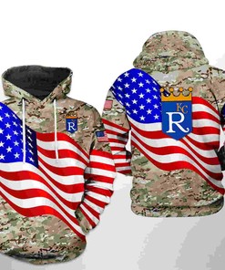 Kansas City Royals Mlb Us Flag Camo Veteran 3D Zipper Hoodie - Patriotic And Stylish