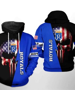 Kansas City Royals Mlb Us Flag Skull 3D Zipper Hoodie - Perfect For Edgy Fans