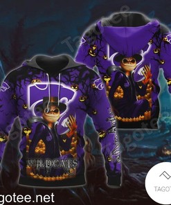 Kansas State Wildcats Jack Skellington Halloween All Over Print Zip Hoodie 3D - Celebrate Halloween In Style