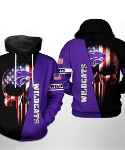 Kansas State Wildcats Ncaa Us Flag Skull 3D All Over Print Hoodie, Zip-Up Hoodie - Perfect Gifts