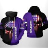 Kansas State Wildcats Us Flag Skull All Over Print Zip Hoodie 3D - Perfect For Skull Lovers