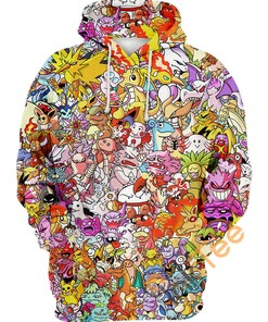 Kanto Pokemon All-Over Print Hoodie With 3D Graphic Print, 3D Graphic Hoodies