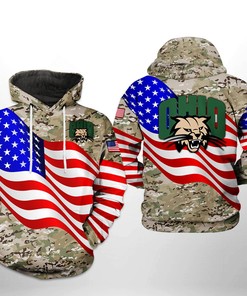 Keep Warm In Style With Ohio Bobcats Ncaa Us Flag Camo Veteran 3D Printed Hoodie/Zipper Hoodie