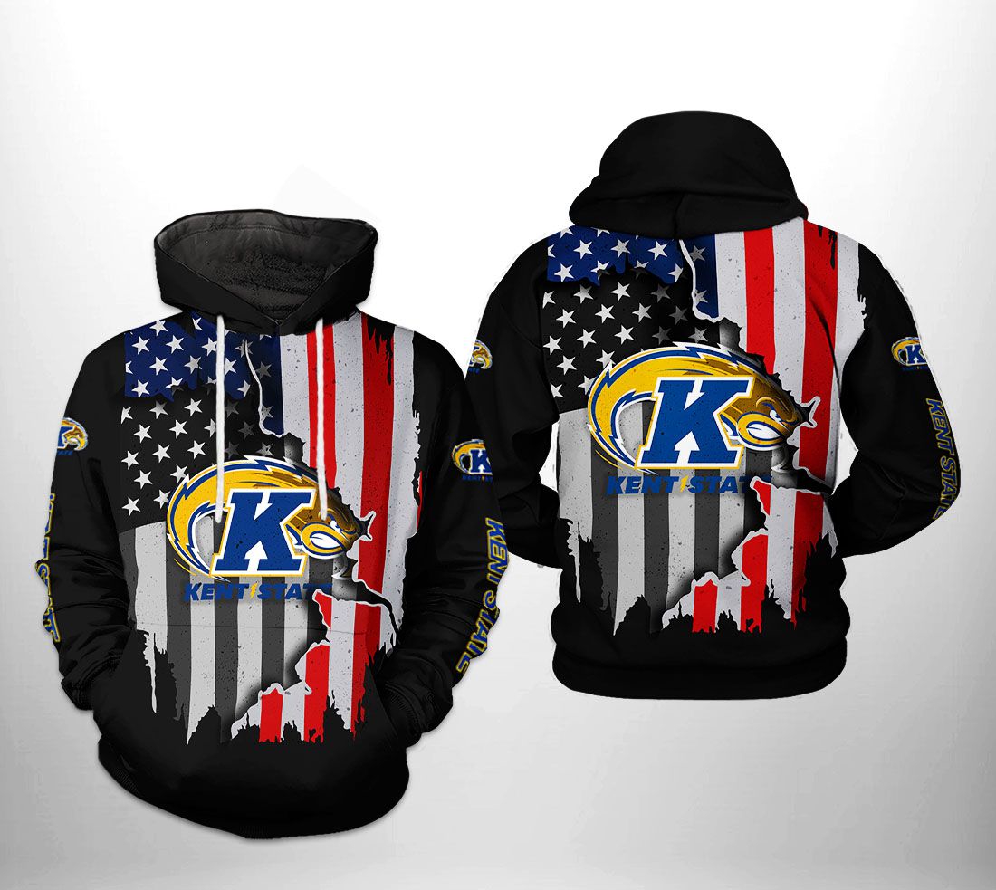 Kent State Golden Flashers Us Flag 3D All Over Print Hoodie With Zip-Up - Show Your Patriotism
