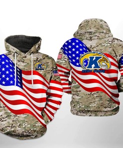Kent State Golden Flashers Us Flag Camo Veteran 3D All Over Print Hoodie With Zip-Up - Patriotic And Stylish Look