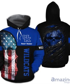 Kentucky Wildcats 146 Skull Custom Name 3D Hoodie - University Of Kentucky