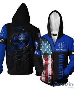 Kentucky Wildcats 146 Skull Custom Name 3D Hoodie - University Of Kentucky