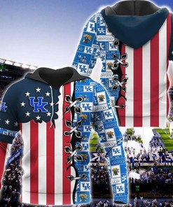 Kentucky Wildcats American Flag 3D All Over Print Zip Hoodie Perfect For Ncaa Fans