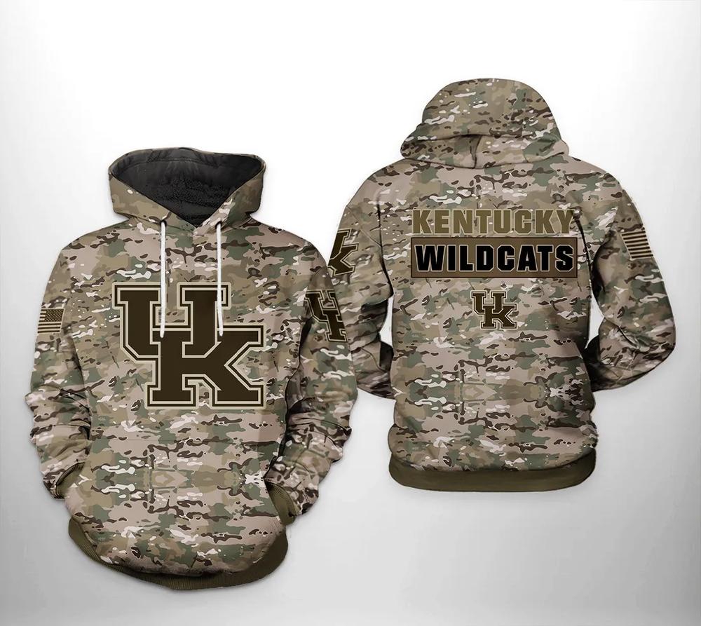 Kentucky Wildcats Camo Veteran 3D All Over Print Zip Hoodie - Stylish Patriotic Look For Fans