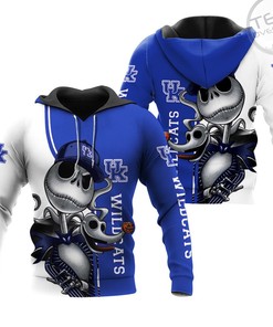 Kentucky Wildcats Jack Skellington Halloween 3D Zip-Up Hoodie Perfect For Ncaa Fans