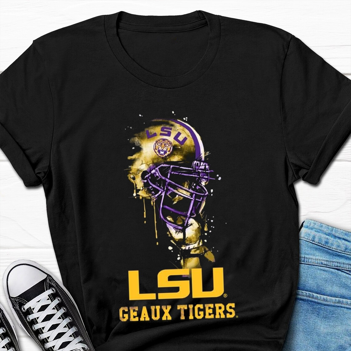 LSU Tigers T-Shirt - Rising Helmet - LSU Shirts