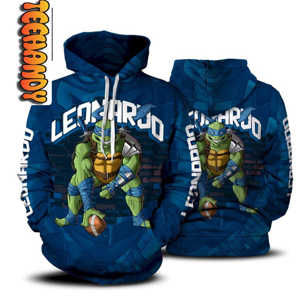Leonardo Ninja Turtle 3D Hoodie With All Over Print